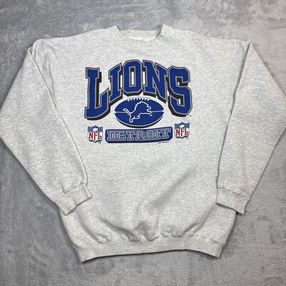 Vintage Logo Athletic Detroit Lions Sweatshirt Mens XLT Tall Grey USA 90s